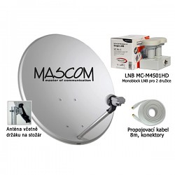 Satelitní parabola Mascom OP-VJ2 + LNB monoblock + kabel koax